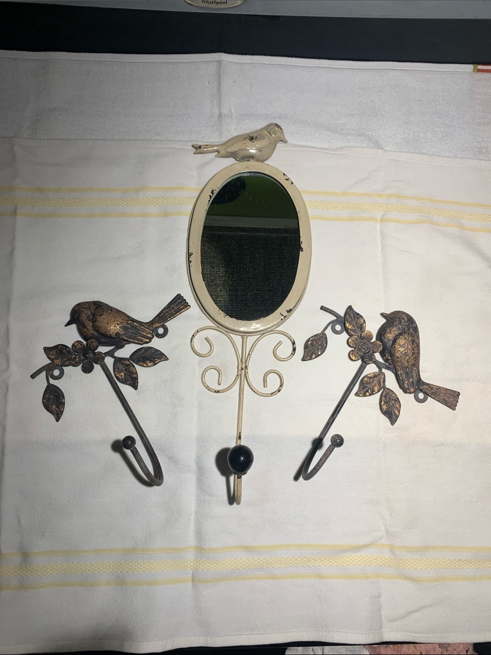 Shabby Chic Mirror and Birds Wall Hooks